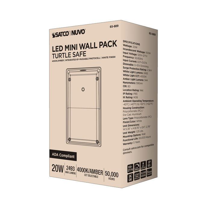 SATCO/NUVO LED Turtle Friendly Small Wall Pack 20W Amber Color White Finish (65-889)