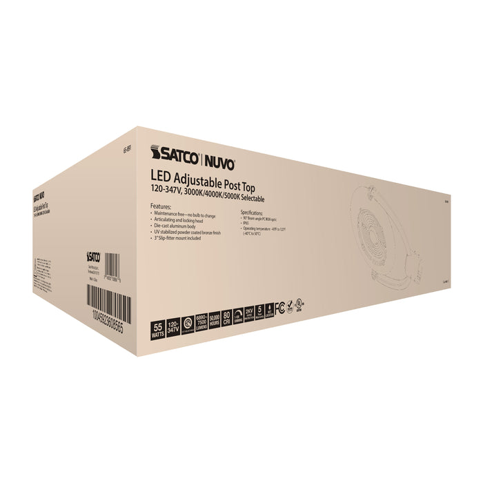 SATCO/NUVO 55W Post Top LED CCT Selectable 3000K/4000K/5000K 120-347V (65-891)