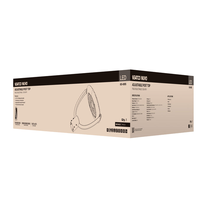 SATCO/NUVO LED Small Post Top Fixture Wattage/CCT Selectable 75W/55W/35W 3000K/4000K/5000K 120-347V Bronze (Q3)