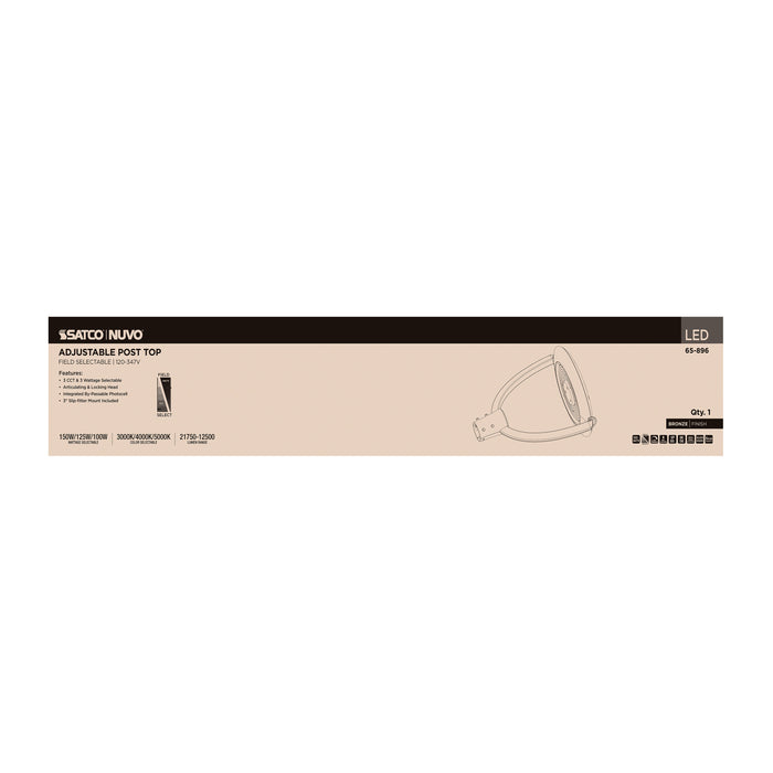 SATCO/NUVO LED Large Post Top Fixture Wattage/CCT Selectable 150W/125W/100W 3000K/4000K/5000K 120-347V Bronze (Q3)