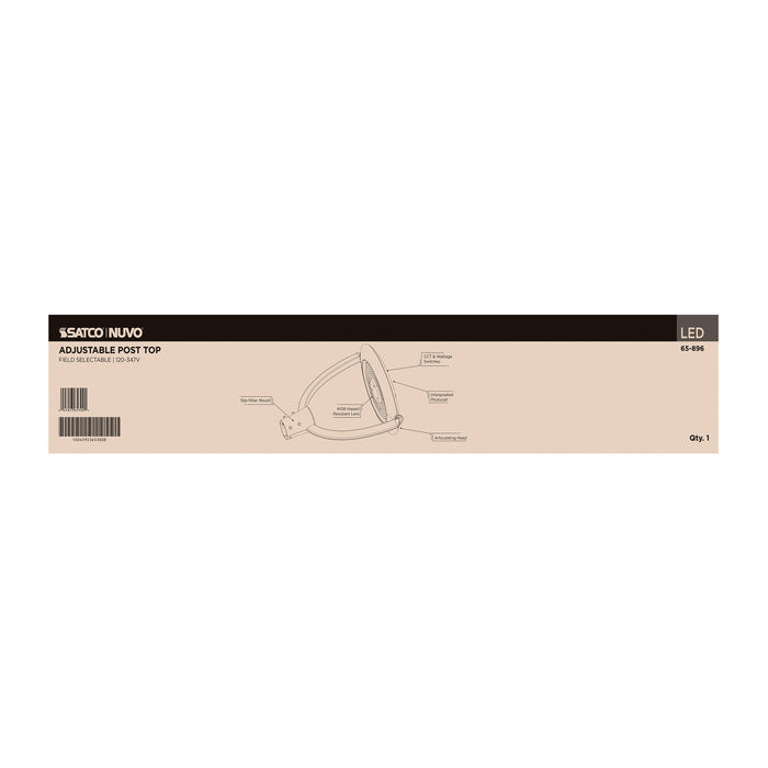 SATCO/NUVO LED Large Post Top Fixture Wattage/CCT Selectable 150W/125W/100W 3000K/4000K/5000K 120-347V Bronze (Q3)