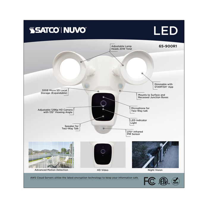 SATCO/NUVO Starfish Bullet Smart Security Light With Camera 20W 3000K White Finish 120-277V (65-900R1)