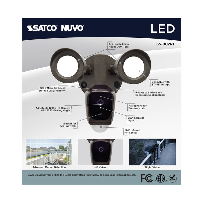 SATCO/NUVO Starfish Bullet Smart Security Light With Camera 20W 3000K Bronze Finish 120-277V (65-902R1)