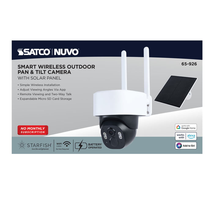 SATCO/NUVO Smart Outdoor Pan And Tilt Camera Wireless With Solar Panel Starfish Enabled (65-926)