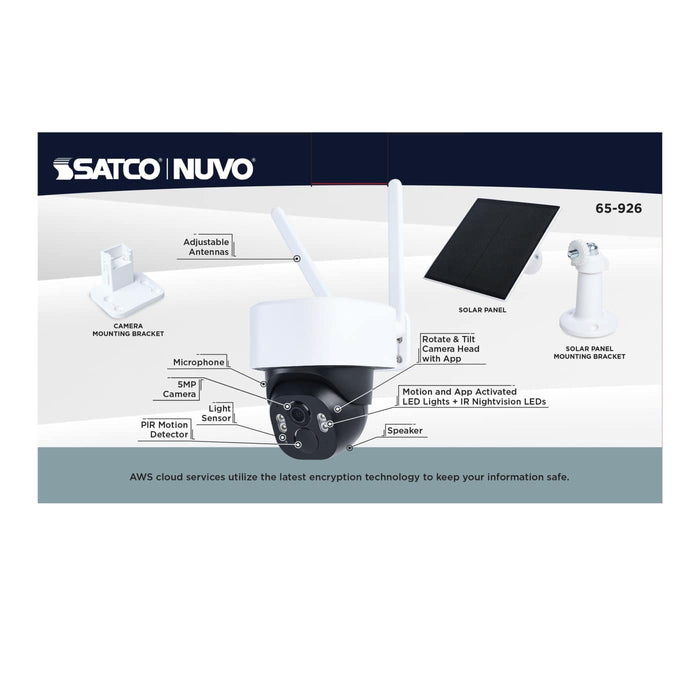 SATCO/NUVO Smart Outdoor Pan And Tilt Camera Wireless With Solar Panel Starfish Enabled (65-926)