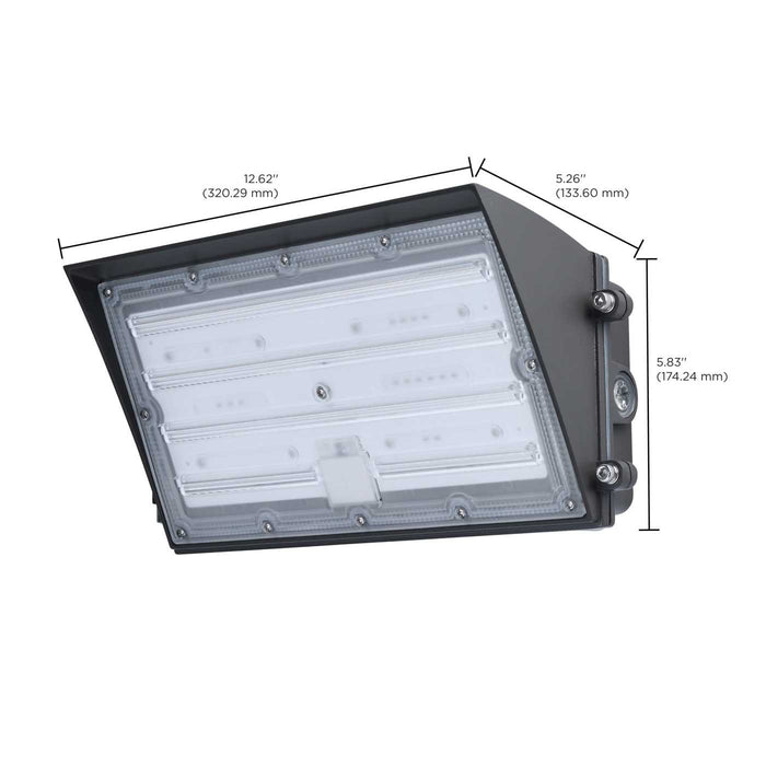 SATCO/NUVO LED Semi Cutoff Wall Pack Wattage/CCT Selectable 45W/60W/80W 3000K/4000K/5000K 80 CRI Dimmable 120-277V Bronze Finish (65-942)