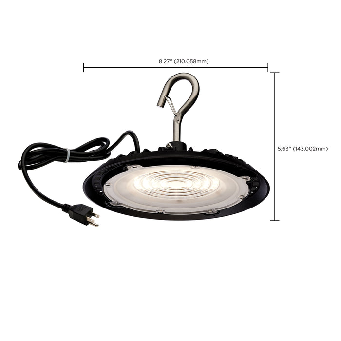 SATCO/NUVO 60W Hi-Pro Shop Light With Plug 8 Inch 5000K Black Finish 120V (65-962)