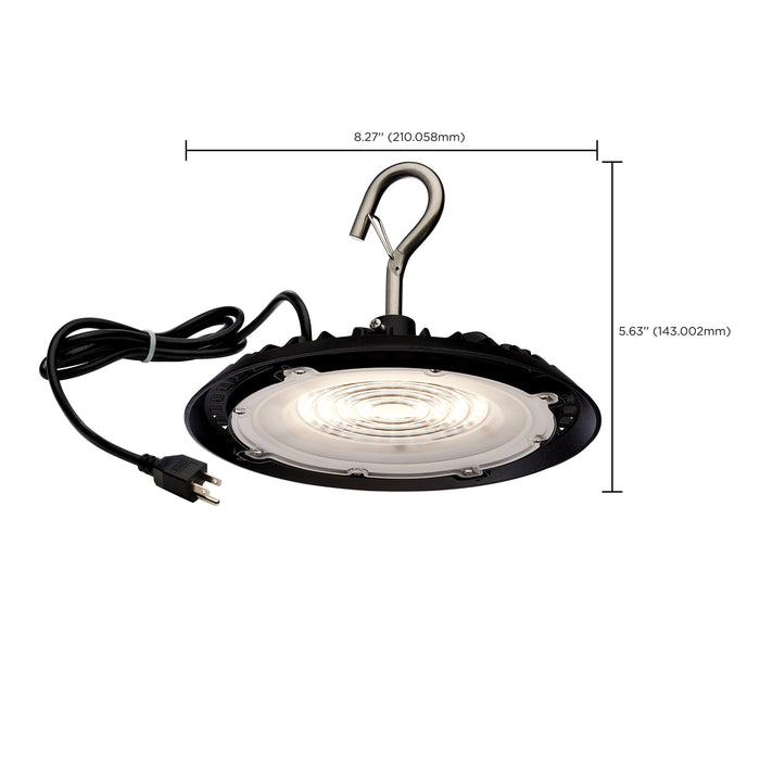 SATCO/NUVO 80W Hi-Pro Shop Light With Plug 8 Inch 3000K Black Finish 120V (65-963)