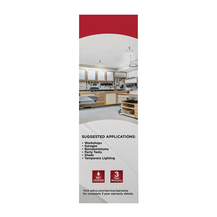 SATCO/NUVO 60W Hi-Pro Shop Light With Plug 8 Inch 4000K White Finish 120V (65-971)