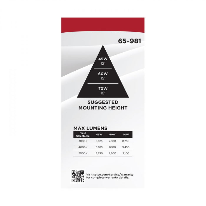 SATCO/NUVO 10 Inch LED Field Selectable Canopy Fixture 45W/60W/70W 3000K/4000K/5000K (65-981)