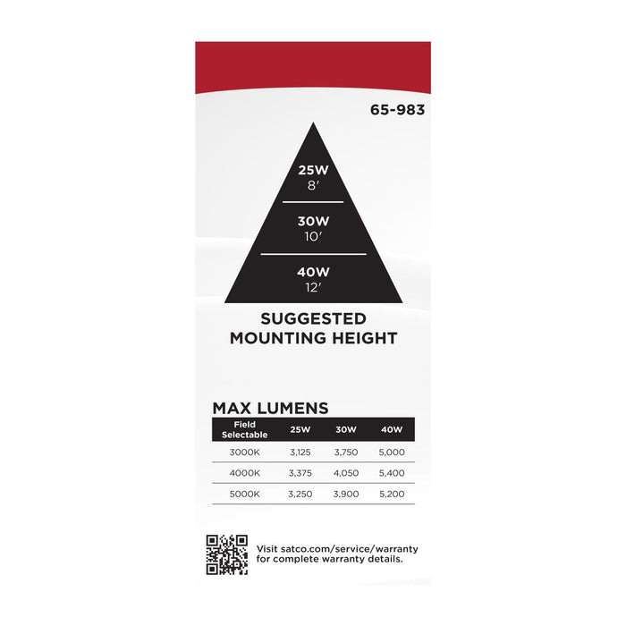 SATCO/NUVO 10 Inch LED Canopy Fixture Wattage/CCT Selectable 45W/60W/70W 3000K/4000K/5000K 120-277V Bronze (65-983)