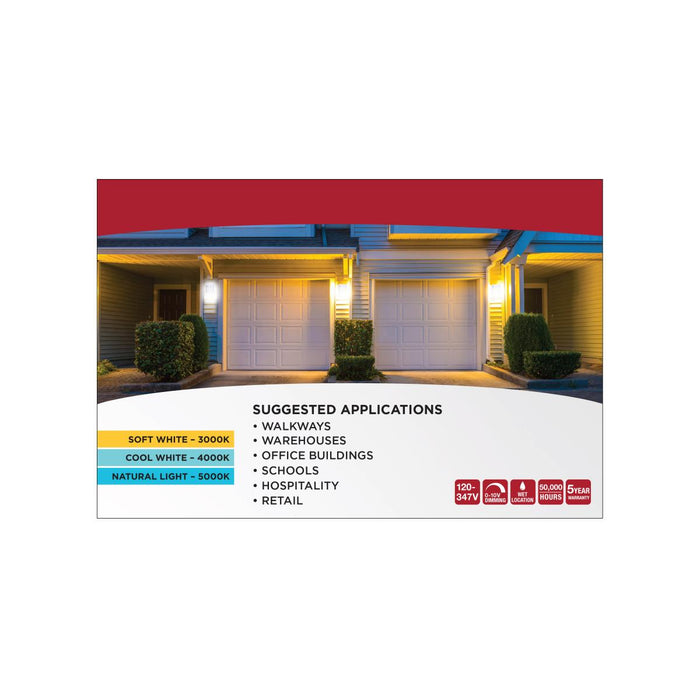 SATCO/NUVO LED Entryway Wall Pack Wattage/CCT Selectable 10W/15W/20W 3000K/4000K/5000K 120-347V 80 CRI 0-10V Dimming White (65-987)