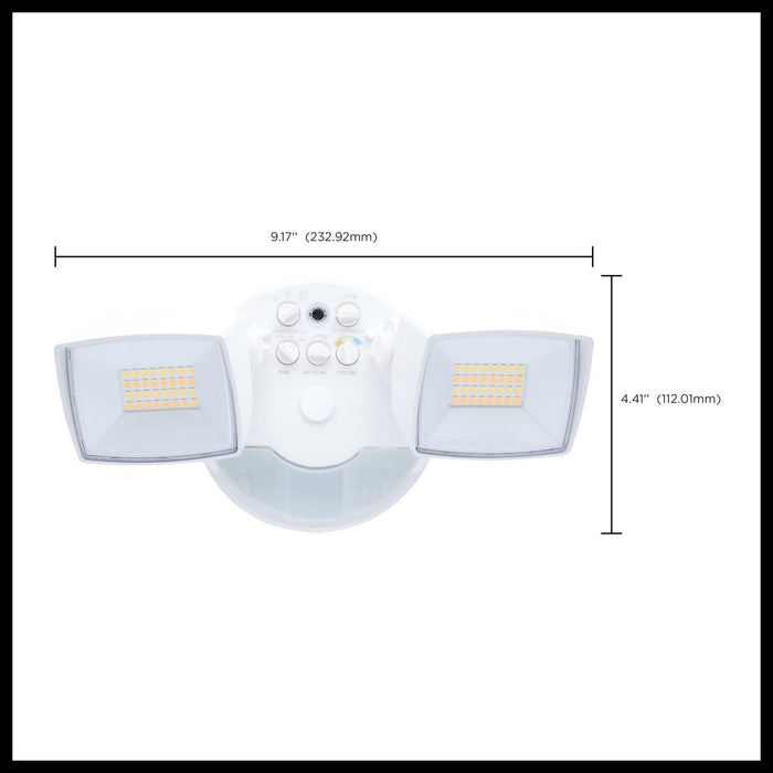 SATCO/NUVO LED Security Light With Nightlight PIR Sensor Dual Head Wattage/CCT Selectable 17W/25W 3000K/4000K/5000K 120V 80 CRI White Finish (65-997)