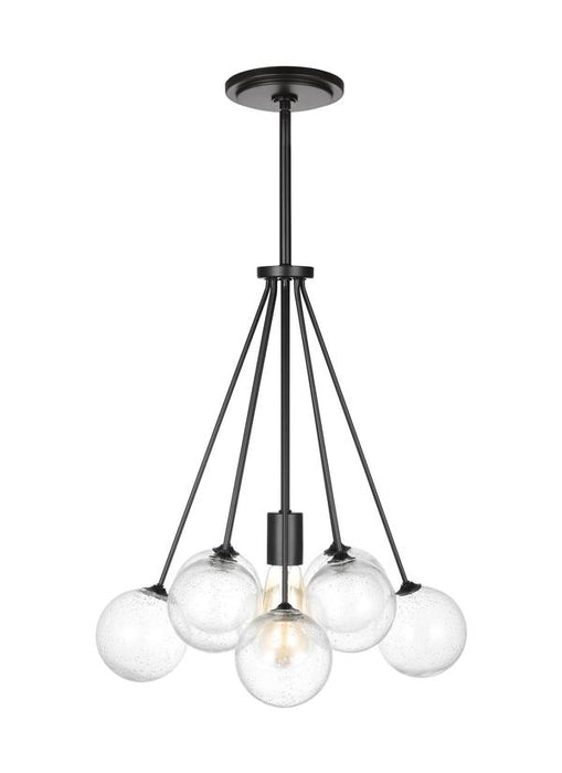 Generation Lighting Sean Lavin Bronzeville 1-Light Mini-Pendant In Midnight Black Finish With Clear Seeded Glass Shades (6514301-112)