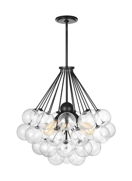 Generation Lighting Sean Lavin Bronzeville 3-Light Pendant In Midnight Black Finish With Clear Seeded Glass Shades (6514303-112)