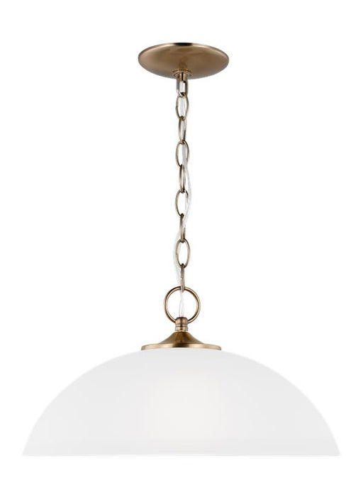 Generation Lighting Geary One Light Pendant Satin Brass Clear Silver Cord (6516501-848)