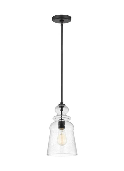 Generation Lighting Sean Lavin Kea 1-Light Ceiling Pendant In Midnight Black With Clear Seeded Glass Shade (6536901-112)