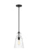 Generation Lighting Sean Lavin Kea 1-Light Ceiling Pendant In Midnight Black With Clear Seeded Glass Shade (6536901-112)