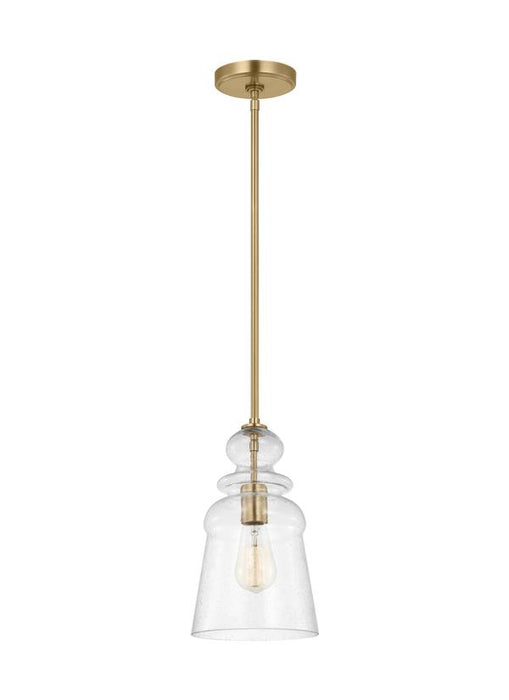 Generation Lighting Sean Lavin Kea 1-Light Ceiling Pendant In Satin Brass With Clear Seeded Glass Shade (6536901-848)