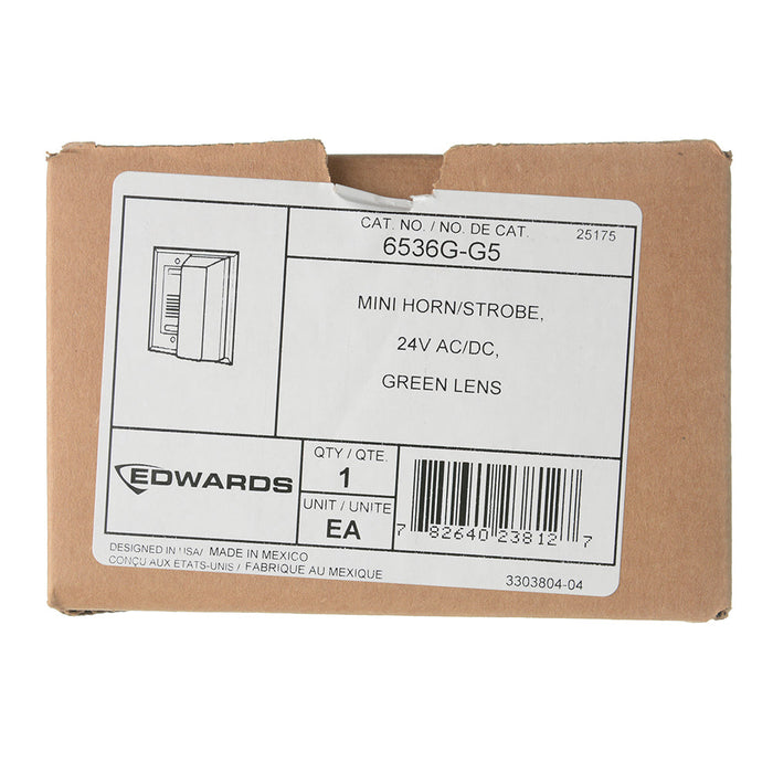 Edwards Signaling Horn/Strobe 24VAC Green Lens Installation In A 1-Gang Box (6536G-G5)