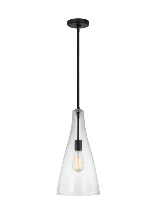 Generation Lighting Sean Lavin Arilda 1-Light Mini-Pendant In Midnight Black Finish With Clear Glass Shade (6537001-112)