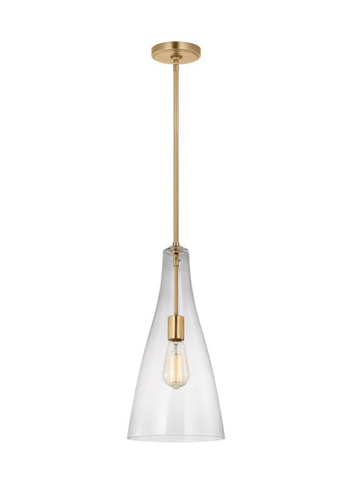 Generation Lighting Sean Lavin Arilda 1-Light Pendant In Satin Brass Finish With Clear Glass Shade (6537001-848)