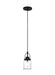 Generation Lighting Anders One Light Mini-Pendant Midnight Black-Black Cord (6544701-112)