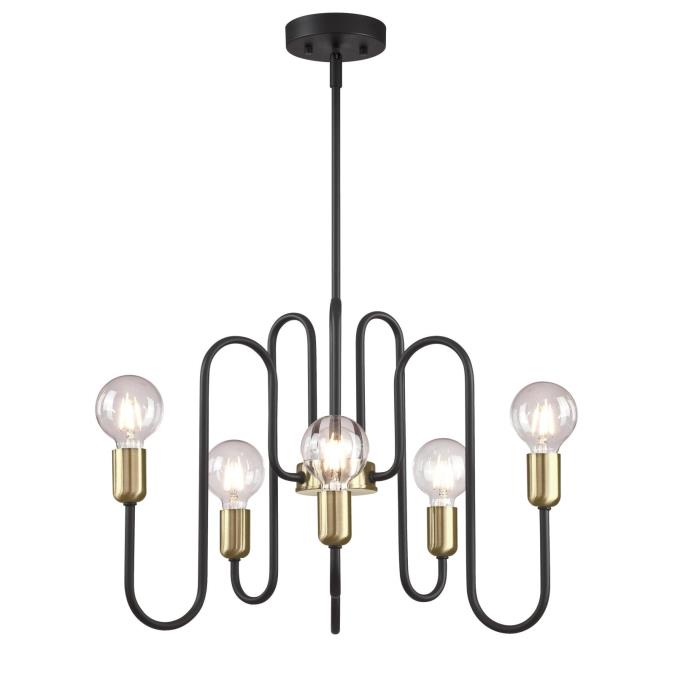 Westinghouse Spencer 6 Light Chandelier Matte Black Finish With Antique  Brass Accents (6576000)