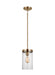 Generation Lighting Zire One Light Pendant Satin Brass Clear Silver Cord (6590301-848)
