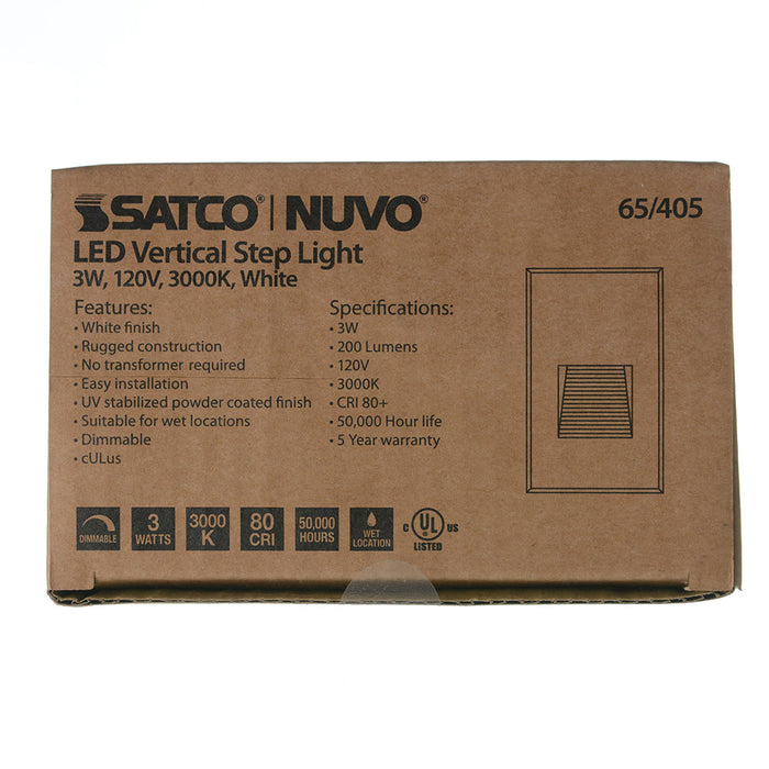 SATCO/NUVO LED Vertical Step Light 3W White Finish 120V 3000K (65-405)