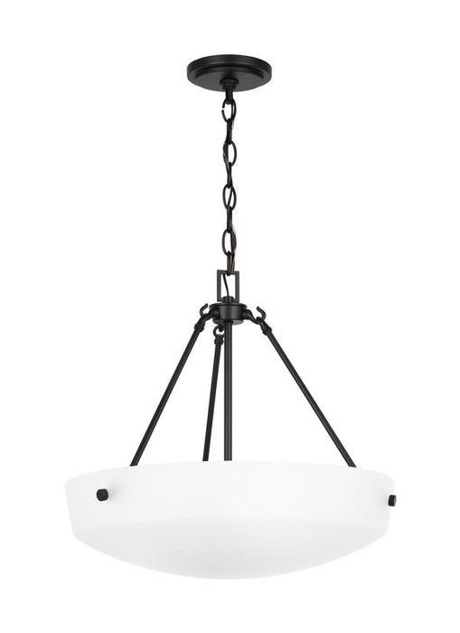 Generation Lighting Kerrville 3-Light Ceiling Pendant In Midnight Black With Satin Etched Glass Shade (6615203-112)