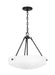 Generation Lighting Kerrville 3-Light Ceiling Pendant In Midnight Black With Satin Etched Glass Shade (6615203-112)