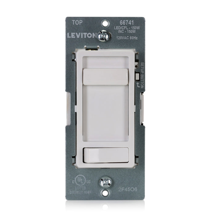 Leviton SureSlide Dimmer Switch For Dimmable LED/CFL/Incandescent Lighting Single Pole Or 3-Way Installation White (66741-10W)