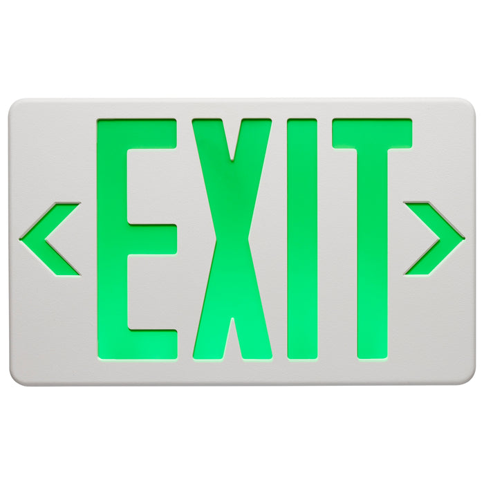 SATCO/NUVO Green LED Exit Sign 90-Minute NiCad Battery Backup 120/277V Single/Dual Face Universal Mounting (67-100)