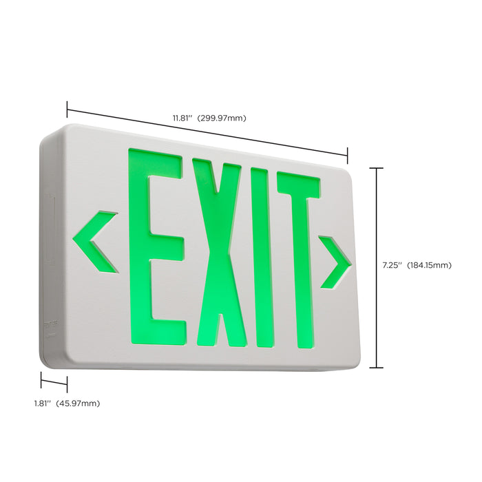 SATCO/NUVO Green LED Exit Sign 90-Minute NiCad Battery Backup 120/277V Single/Dual Face Universal Mounting (67-100)