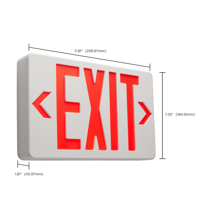SATCO/NUVO Red LED Exit Sign 90-Minute NiCad Battery Backup 120/277V Single/Dual Face Universal Mounting (67-101)