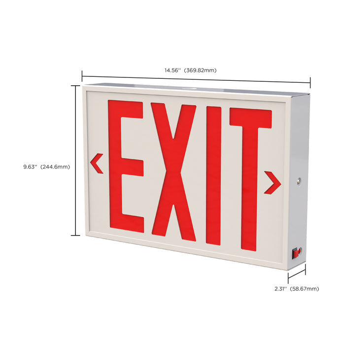 SATCO/NUVO Red LED Exit Sign 90-Minute NiCad Battery Backup 120/277V Single/Dual Face Universal Mounting Steel/NYC (67-102)