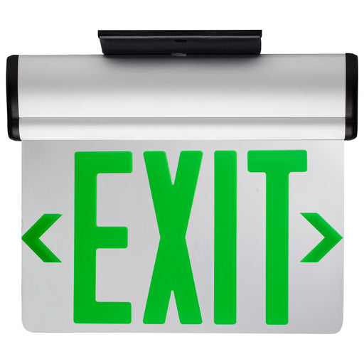 SATCO/NUVO Green (Mirror) Edge-Lit LED Exit Sign 90-Minute NiCad Battery Backup 120/277V Dual-Face Top/Back/End Mount (67-110)