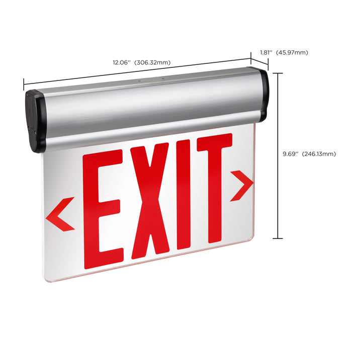 SATCO/NUVO Red (Mirror) Edge-Lit LED Exit Sign 90-Minute NiCad Battery Backup 120/277V Dual-Face Top/Back/End Mount (67-111)