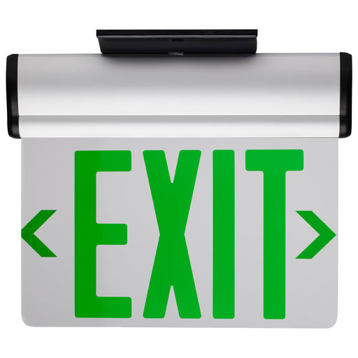 SATCO/NUVO Green (Clear) Edge-Lit LED Exit Sign 90-Minute NiCad Battery Backup 120/277V Single Face Top/Back/End Mount (67-112)