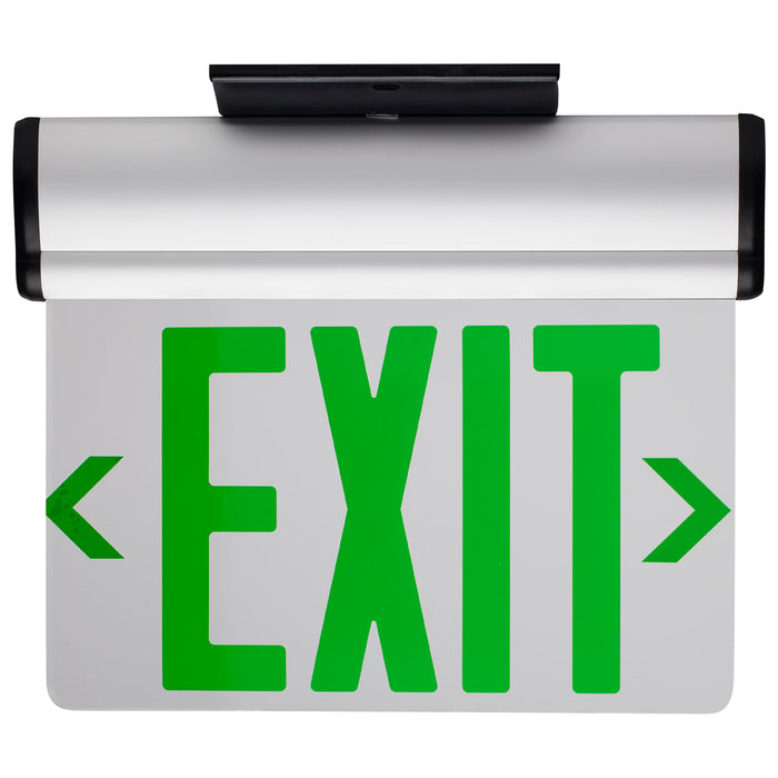 SATCO/NUVO Green (Clear) Edge-Lit LED Exit Sign 90-Minute NiCad Battery Backup 120/277V Single Face Top/Back/End Mount (67-112)