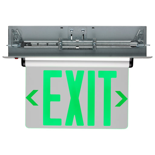 SATCO/NUVO Green (Mirror) Edge-Lit LED Exit Sign Dual-Face 120/277V Silver Finish (67-116)