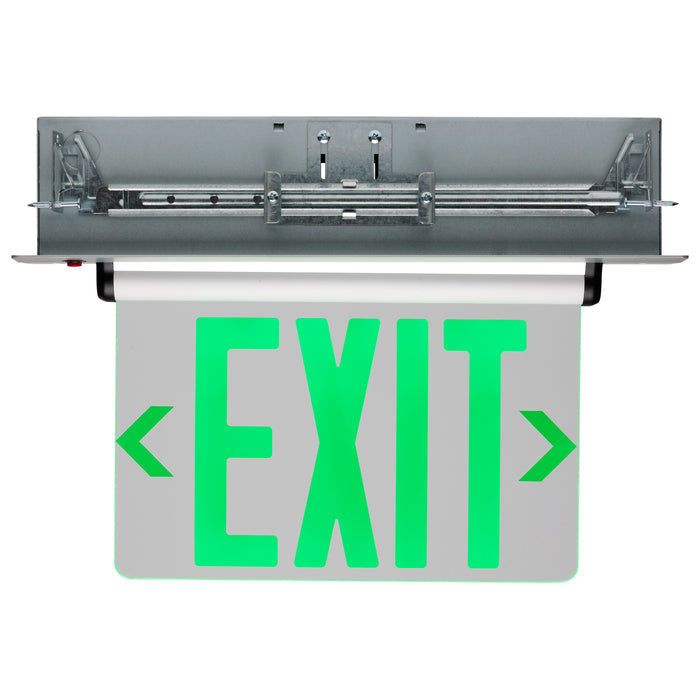 SATCO/NUVO Green (Mirror) Edge-Lit LED Exit Sign Dual-Face 120/277V Silver Finish (67-116)