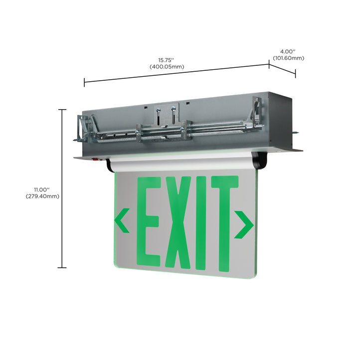 SATCO/NUVO Green (Mirror) Edge-Lit LED Exit Sign Dual-Face 120/277V Silver Finish (67-116)