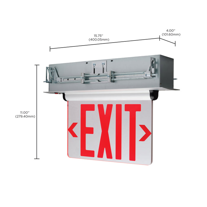 SATCO/NUVO Red (Mirror) Edge-Lit LED Exit Sign Dual-Face 120/277V Silver Finish (67-117)