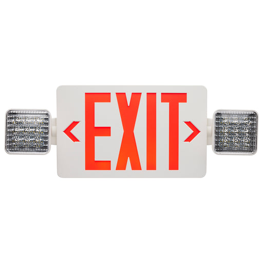 SATCO/NUVO Combination Red Exit Sign/Emergency Light 90-Minute NiCad Battery Backup 120/277V Dual-Head Dual-Face Universal Mounting Remote Compatible (67-122)