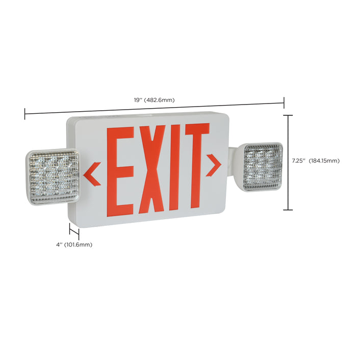 SATCO/NUVO Combination Red Exit Sign/Emergency Light 90-Minute NiCad Battery Backup 120/277V Dual-Head Dual-Face Universal Mounting Remote Compatible (67-122)