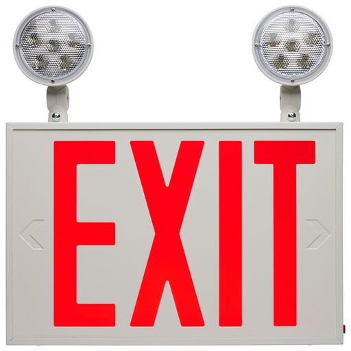 SATCO/NUVO Combination Red Exit Sign/Emergency Light 90-Minute NiCad Battery Backup 120/277V Dual-Head Dual-Face Universal Mounting Steel/NYC (67-123)
