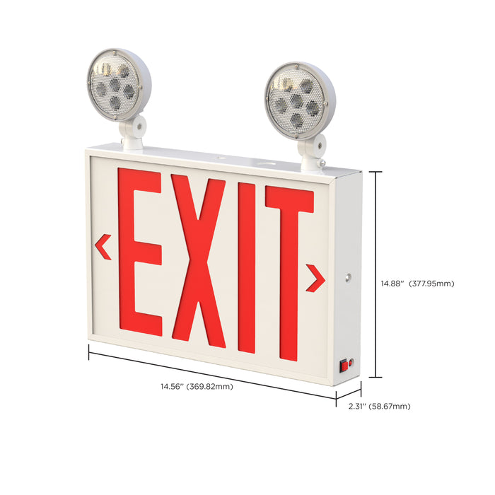 SATCO/NUVO Combination Red Exit Sign/Emergency Light 90-Minute NiCad Battery Backup 120/277V Dual-Head Dual-Face Universal Mounting Steel/NYC (67-123)
