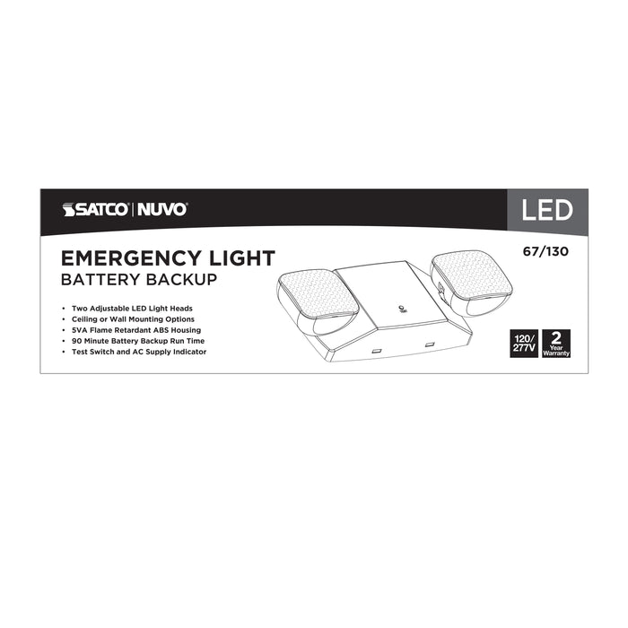 SATCO/NUVO Emergency Light 90-Minute NiCad Battery Backup 120/277V Dual-Head Universal Mounting (67-130)